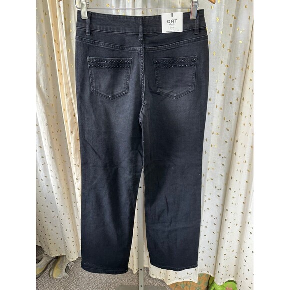 NWT OAT New York High Rise Relaxed Straight Embellished Jewels Denim Jeans 25 - Picture 3 of 7